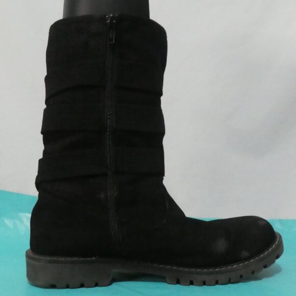 ROXY | size 9 | Stylish Black Triple Buckle Boots | Suede Texture | Zip-Up Sides - Picture 11 of 16